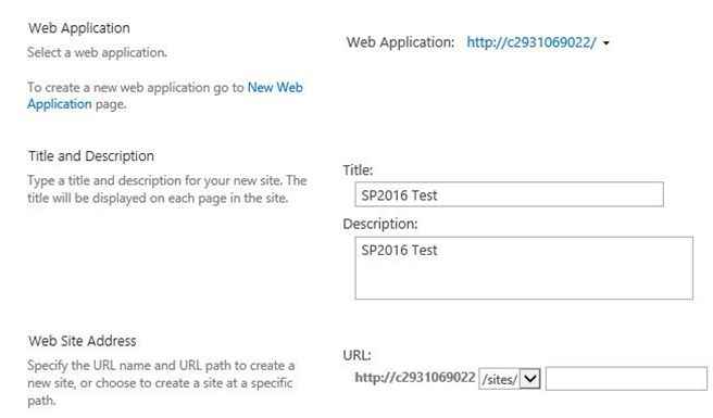create the site collection